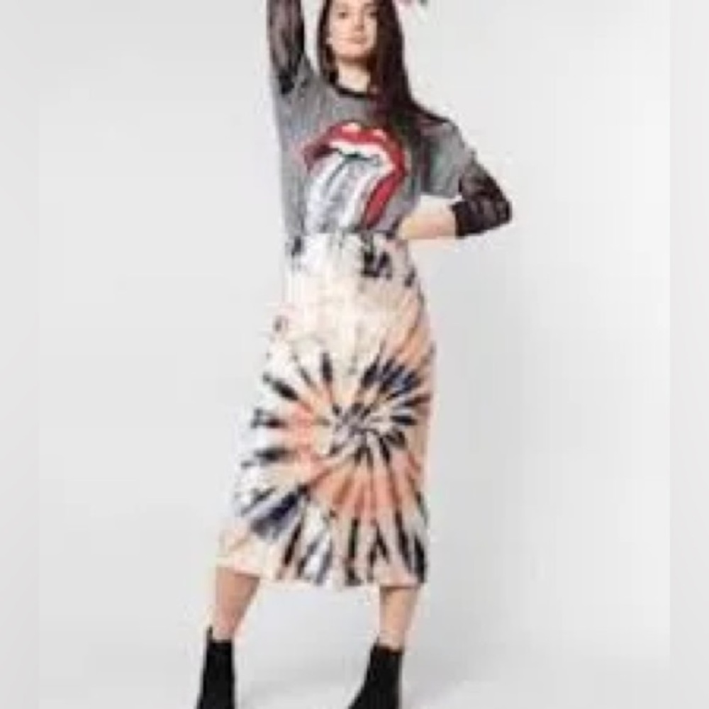 Free People Bali Serious Swagger Tie Dye Skirt Crushed Velvet! NWOT - Picture 9 of 10